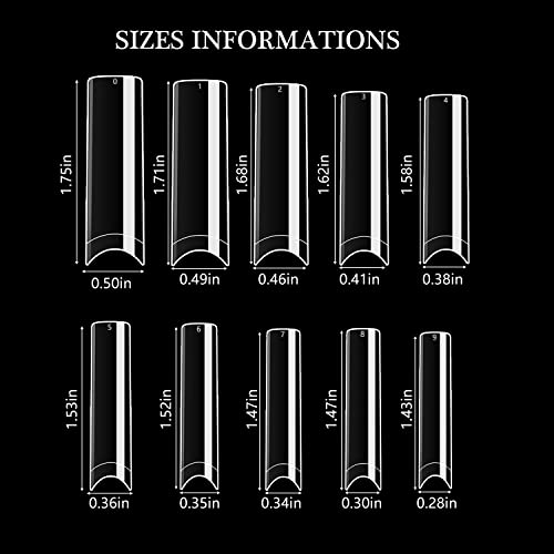 XXL Square Clear Half Cover Tapered Nail Tips - 500 Pieces, 10 Sizes for Acrylic Nails - Image 7