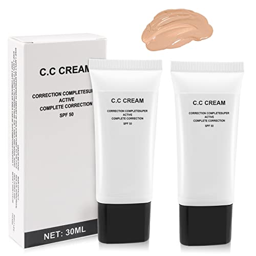 2Pcs Anti-Aging CC Cream for Mature Skin, SPF 50, Color Correcting, Moisturizing, 2 x 30ml