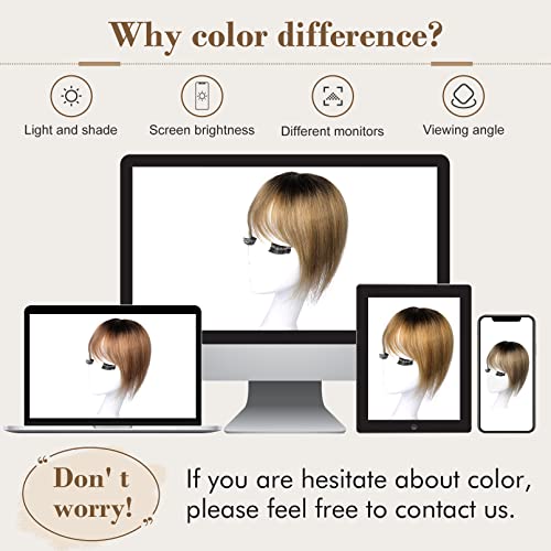 REECHO Hair Toppers for Women Real Human Hair, Hair Toppers with Bangs, Topper Hair Pieces for Women with Thinning Hair, Clip In Hair Topper Top Hair Extensions 10 Inch - Ombre Ash Blonde - Image 8