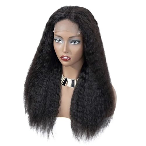 Kinky Straight 180 Density 13x4 Transparent Lace Front Human Hair Wig for Black Women 20 Inch - Image 5