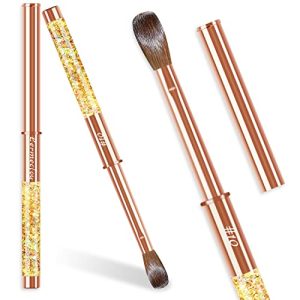 Christmas Lermecloy 100% Kolinsky Acrylic Nail Brush Set, 10 Oval Crimped Brushes, Gold Glitter Handle