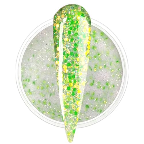Glow in the dark Glitter Nail Acrylic Powder Green Color 1OZ (APG020) - Image 3