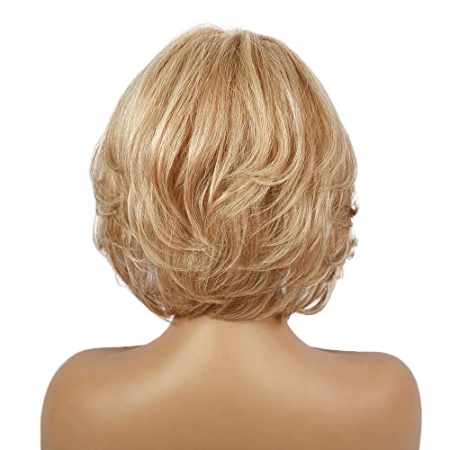 EMMOR Blonde Human Hair Wigs for Women Mixed Healthy Synthetic Fiber Layered Wig With Side Part,Softer/Finer/Lightweight Natural Daily Use (Color 30/613) - Image 5