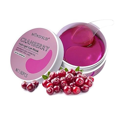 AKARY Cranberry Under Eye Patches Skin Treatment Mask, 30 Pairs/60 Pcs, Reduces Dark Circles, Puffiness, Wrinkles - Hydrating Eye Mask with Glycerin, Hyaluronic Acid, Collagen