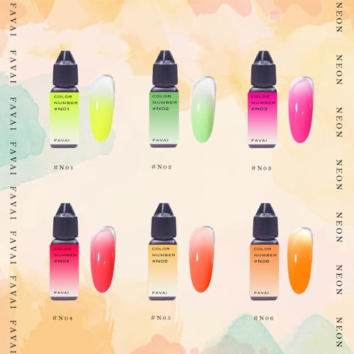 Airbrush Neon Gel Nail Polish Set 6 Vibrant Colors 15ml Capacity Long Lasting - Image 2