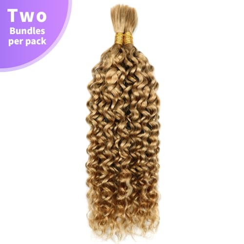 Human Braiding Hair Water Wave Bulk Human Hair For Braiding 100g (1pack-2bundles) No Weft 100% Unprocessed Virgin Human Braiding Hair For Boho Braids Water Wave Micro Braiding Human Hair 18inch #27 - Image 5