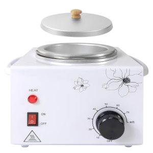 Portable Wax Warmer Machine for Painless Hair Removal, Women Men Professional Wax Heater with Adjustable Temperature Set,20pcs Wax Sticks (White - Single Pot)