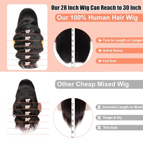 28 Inch 250% Density HD Body Wave Lace Front Wig, Glueless Pre-Plucked for Black Women - Image 5