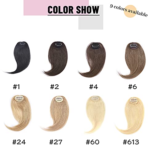 S-noilite Clip in Side Bangs 100% Real Human Hair 2PCS Clip on Hair Bangs Long Side Swept Fringe Hairpieces French Bangs Extension 32g For Women Adding Hair Volume #27 Dark Blonde - Image 8