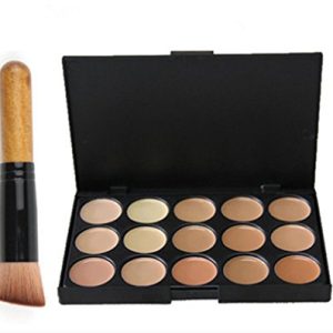 15 Colors Cream Contour Face Concealer Palette, FantasyDay Long Lasting Full Hydrating Coverage Conceals Corrects Foundation Camouflage Makeup Set for Correcting Dark Circles Acne Blemish + 1 Brush