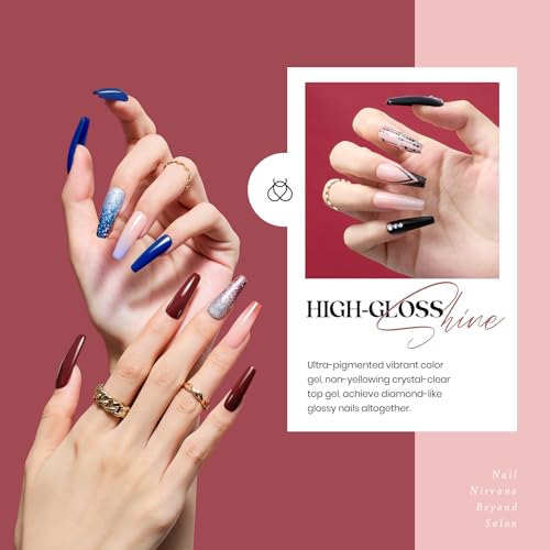 beetles Gel Polish Nail Set 20 Colors Modern Muse Collection Nude Gray Pink Blue Glitter with Nail Extension Set 5 In 1 Nail Glue Gel Base Coat with Pre shaped Medium Almond Soft Gel Nail Tips and UV - Image 5