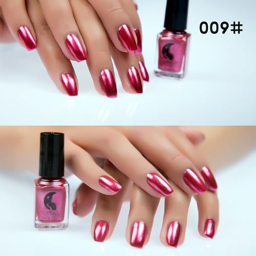 6ml 12 Colors Chrome Nail Polish, Metallic Nail Polish, Mirror Effect Varnishes, Long-Lasting Non-Peelable Glitter Nail Polish Nail Art Decoration, Shiny Chrome DIY Nail Polish Varnish Manicure (09) - Image 2