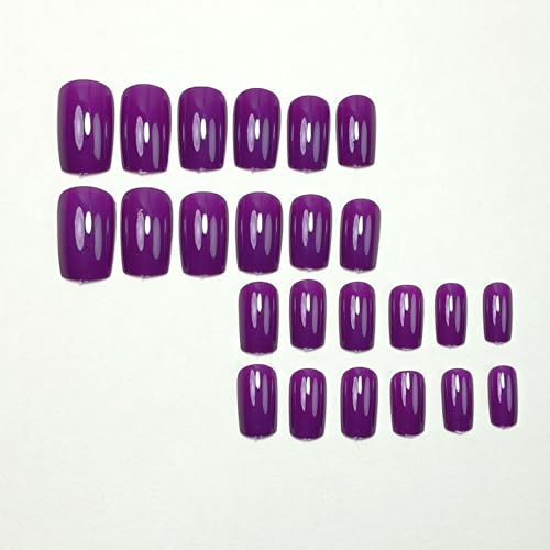 240pcs Short Press on Nails Grape Full Cover Short Square Fake Nails Glossy Acrylic Artificial False Nail Tips with 5 Sheets Adhesive Glue Tabs for Women and Girls - Image 2
