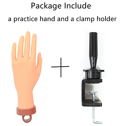 Practice Hand for Acrylic Nails, Professional Nail Practice Hand Fake Hand for Nail Practice Mannequin Hands for Nails Practice Nail Training Practice Hand for Acrylic Nail Kit(with Clamp Holder) - Image 3