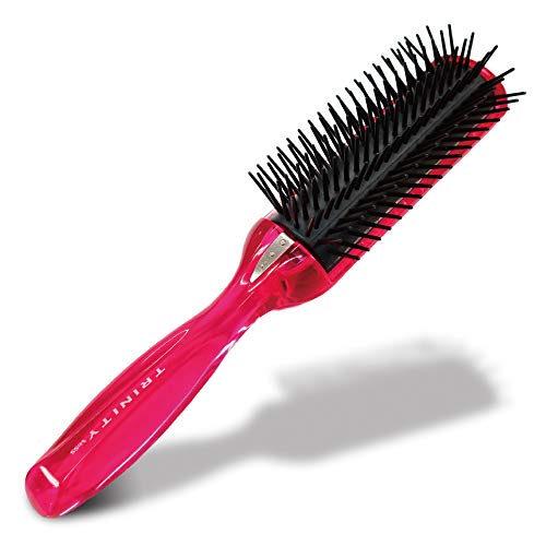 Pink 7 Row Anti-Static Detangling Brush for Effortless Curly Hair Styling