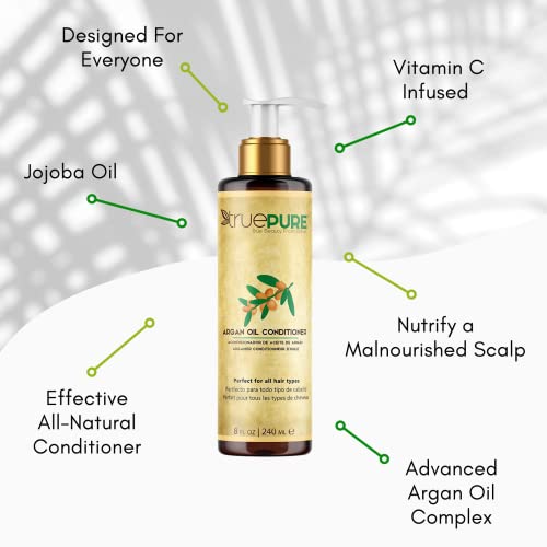 Argan Oil Conditioner (8 oz.) Deep Conditioner, Hair Treatment for Dry, Damaged Follicles, Split Ends | Sulfate, Paraben, Fragrance Free | For Men & Women | Made in USA - Image 3