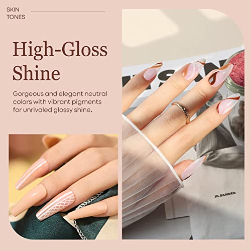 modelones Gel Nail Polish Kit -6 Colors Nude Pink Gel Polish Set Skin Tones Neutral Brown Soak Off Gel Nail Kit Manicure DIY Nail Art Salon Home Gift - Image 5