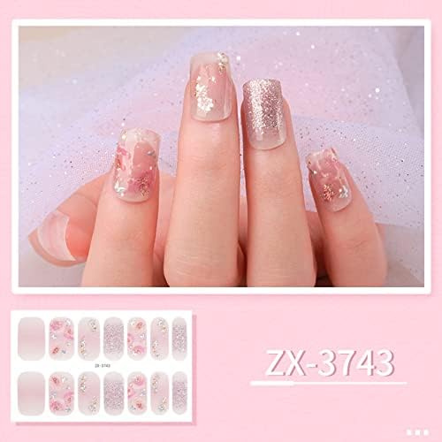 14 Pieces/Sheet Nails Polish Strips for Women Self-Adhesive Warm Color Nails Polish Sticker Full Nail Wraps for Nail Art - Image 7