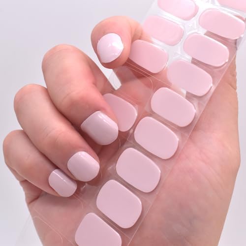 Glaze Gel Nail Strips Light Pink Nail Polish Stickers Solid Gel Nail Wraps UV Free Chip Resistant Salon Quality Gel Nails - Image 3