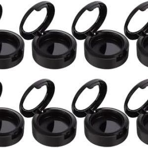 POPETPOP Empty Makeup Eyeshadow Box, 8pcs Single Color Eyeshadow Case Travel Eyeshadow Container for Eyeshadow Lipstick Cosmetics Women Girls (Matt black)