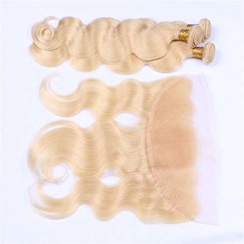 Body Wave Human Hair Weft Extensions With 13x4 Lace Frontal Russian Blonde 613 Hair 3Bundles With Ear To Ear Frontal With Baby Hair (26 28 30+24 inch frontal) - Image 4