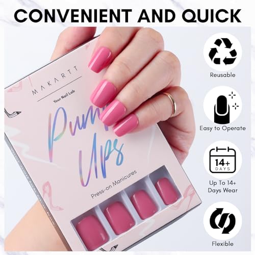 Makartt Press On Nails Kit, Glue on Nails Acrylic Nail Tips Fake Nails 12 Sizes 24 Pcs Coffin False Nails with Nail Glue Stick Adhesive Tabs Mini File Manicure for Nail Art Home Salon(Rose Red) - Image 2