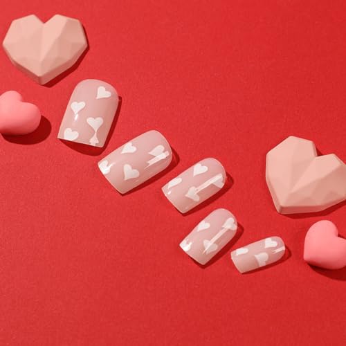 Romantic Red Heart Press-On Nails Set 24 Count Medium Length - Image 4