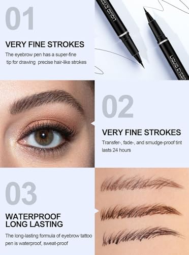 MAEPEOR 2PCS Ultra-Fine Eyeliner 5 Colors 2-in-1 Multifunctional Liquid Eyeliner Eyebrow Pencil Longlasting Waterproof Smudge-proof Quick Drying Eye Makeup Pen (2PCS, 03 Light Brown) - Image 6
