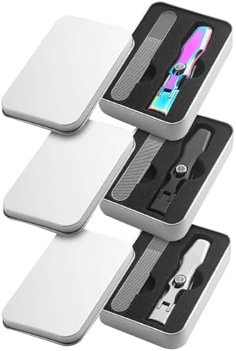 Nail Clippers with Nail File 3 Sets Ergonomic Stylish Nail Clippers with Catcher Sharp Rivet Switch Iron Box Fingernail Toenail Clippers Nail Clippers