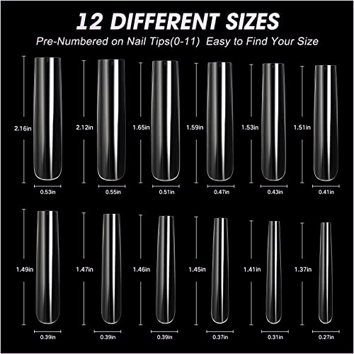 Ranrose Extra Long Nail Tips,240PCS XXXL Long Square Acrylic Nail Tips & 120PCS XXL Tapered Square Nail Tips - Image 3