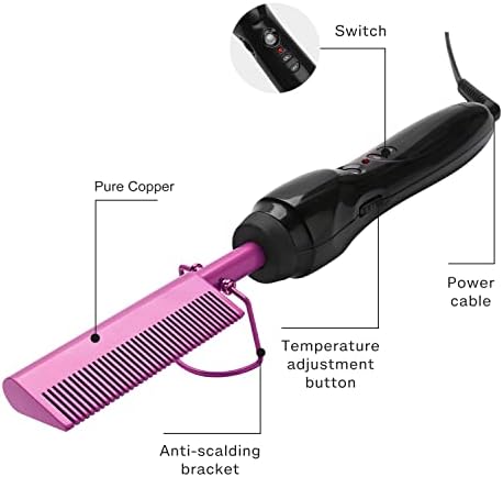 Hot Comb Hair Straightener Electric Heating Pressing Comb Ceramic Flat Iron Curler Portable Hair Straightener Brush for Natural Black Hair Anti-Scald Beard Wigs Straightening Comb - Image 2