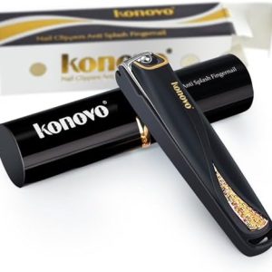 Konovo Black Thick Toe Nail Clippers with Catcher for Women Seniors