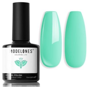 modelones Gel Nail Polish, 15ml Spring Summer Pastel Blue Green Solid Color Gel Polish Soak Off LED High-Pigmented & Shine Long Wear Gel Polish Nail Art Manicure Gift DIY Salon Home, 0.5 fl oz.