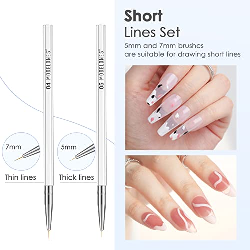 Modelones 5Pcs Nai Art Liner Brushes with 2Pcs Nail Primer and Nail Prep Dehydrator Set - Image 7