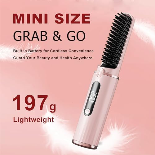 Cordless Rechargeable Hair Straightener Brush for Women, Fast Heating, Portable USB Design - Image 6