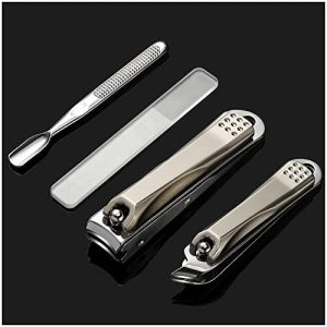 FERYES 4 Piece Stainless Steel Nail Clipper Set for Fingernails and Toenails