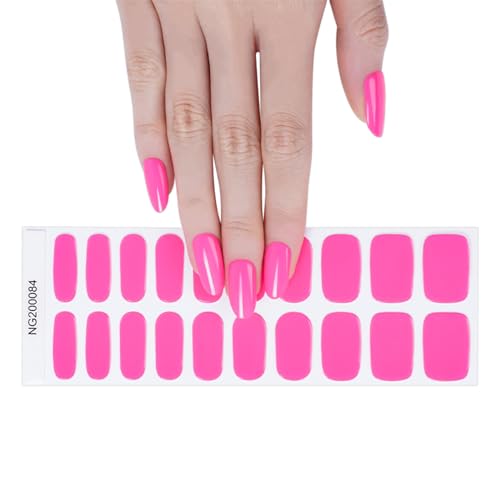 Semi Cured Gel Nail Strips Hot Pink UV Nails Gel Nail Stickers 20 Pieces Salon-Quality Nail Polish Strips Holiday Nails Works with UV Nail Lamp Easy Application & Removal - Image 7