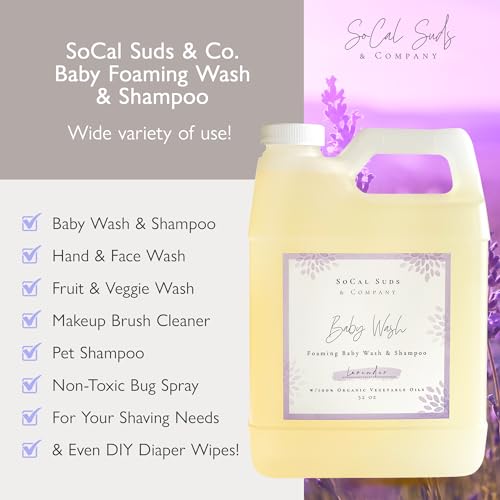 SoCal Suds & Company - Organic Foaming Baby Wash & Shampoo - Gentle Cleansing Body And Hair Soap for Sensitive Skin - Clean Natural Hydrating Soothing Ingredients - Newborn Baby - Lavender, 32oz - Image 6