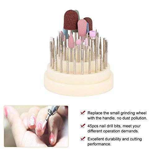 Xuuyuu 45PCS Nail Drill Bits Set with Diamond Bits for Acrylic Nails 3/32 Inch Fine Grit - Image 2