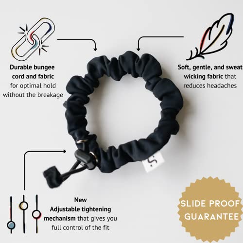 2-Pack Adjustable Ouchless Faux Satin Hair Scrunchies for Women Black Brown No Slip - Image 2