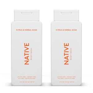 Native Body Wash Contains Naturally Derived Ingredients | For Women & Men, Sulfate, Paraben, & Dye Free Leaving Skin Soft and Hydrated | Citrus & Herbal Musk 18 oz - 2 Pk