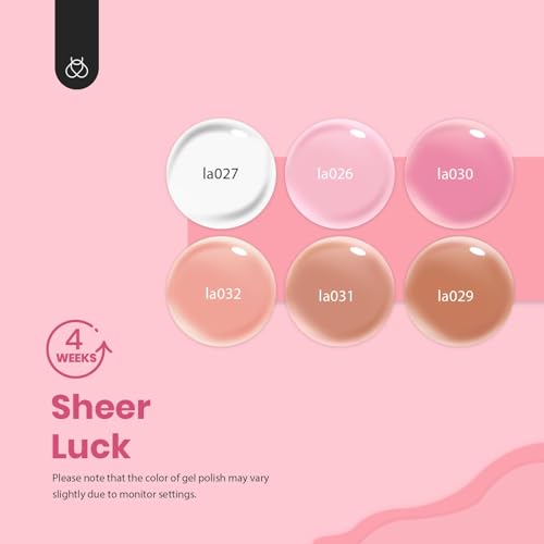 Beetles Gel Nail Polish Kit with U V Led Nail Lamp 6 Colors White Sheer Pink Nude Jelly Brown Gel Polish Starter Kit Manicure Soak off UV Light Gel Nail Polish Set Salon DIY Nail Decoration - Image 3