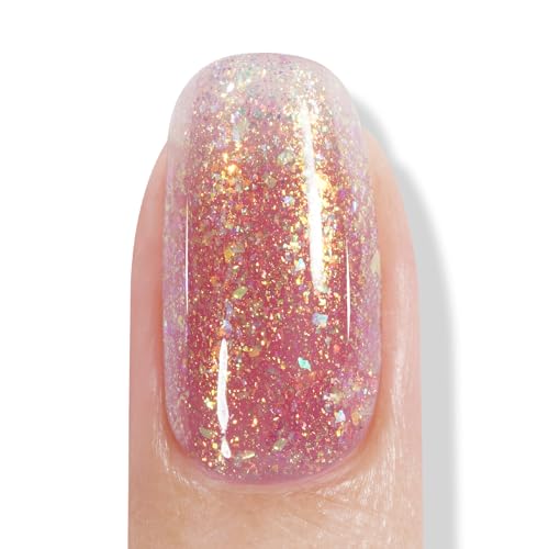 AILLSA Coral Pink Glitter Jelly Gel Nail Polish Holographic Foil Translucent 0.27 Fl Oz GE19 - Image 4