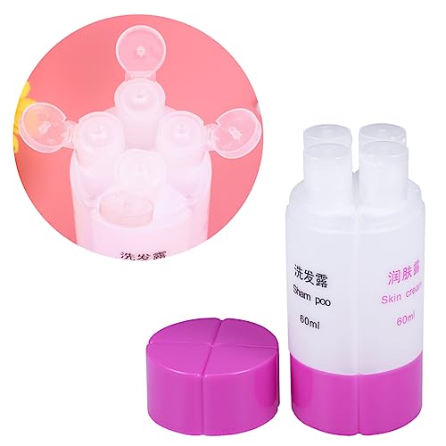 Housoutil Travel Bottle, 4-in-1 Leak-Proof Bottle for Travel Gym Camping, Carry-On Travel Toiletries Bottle Travel Accessories for Shampoo Conditioner Lotion Body Wash -Purple