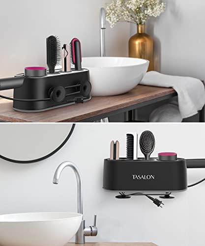 TASALON Black 3-in-1 Hair Dryer Holder and Organizer Mount for Wall or Countertop - Image 6