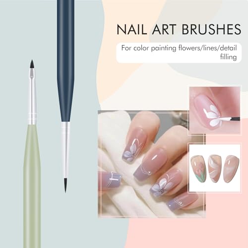 6-Piece Professional Nail Art Brushes Set with Gel Polish Design Pens and Builder Brushes for DIY Nail Art - Image 3