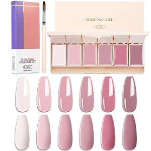 Gel Nail Polish Cream Set, 6 Colors Nude Pink Solid Gel Polish Palette Gel Cream Manicure Kit Starter Nail Kit for Nail Salon Home DIY for Prom