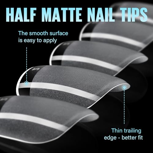 TOMICCA Extra Short Square Fake Nail Tips, Half Matte Acrylic Pre Filed Soft Gel Nail Tips, 360Pcs Full Cover Pre Shaped 12 Sizes Fake Nails for Beginner and Professional DIY Nail Salon… - Image 4