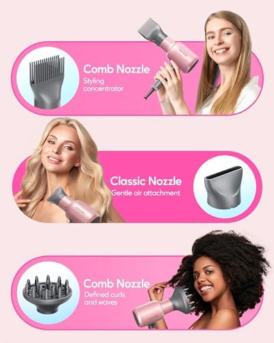 Wavytalk 1875 Watt Ionic Hair Dryer and 3/10 Inch Flat Iron Set with Diffuser - Image 4