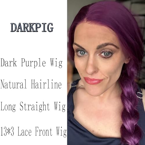 Dark Purple Lace Front Wigs Long Straight Glueless Purple Wigs for Black Women Synthetic Lace Front Wig with Natural Hairline for Cosplay… - Image 2